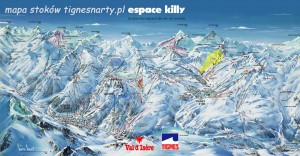 espace killy mapa tras narciarskich tignes